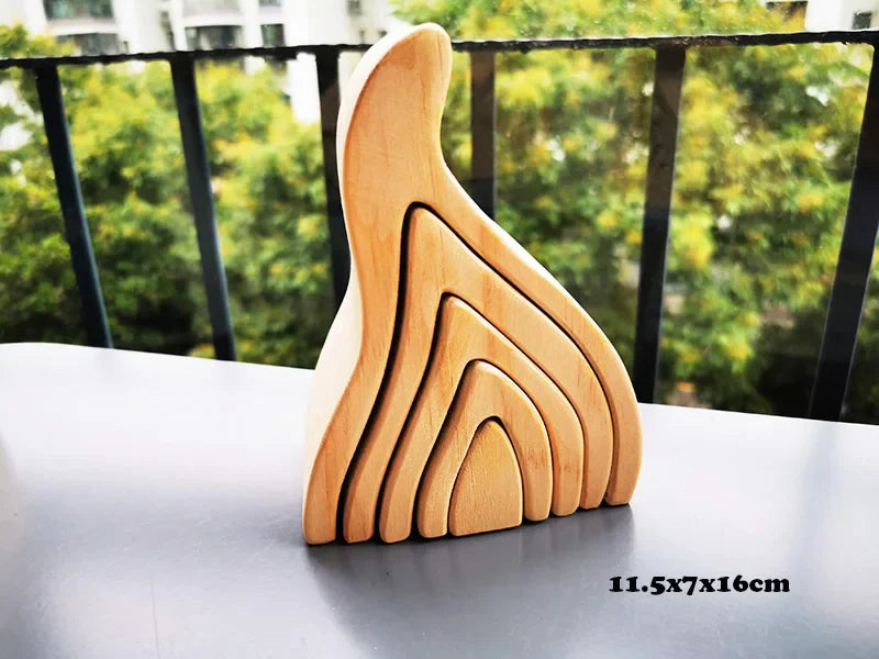 Montessori Wooden Toys Elemental Rainbow Stacking Blocks /Unpaint