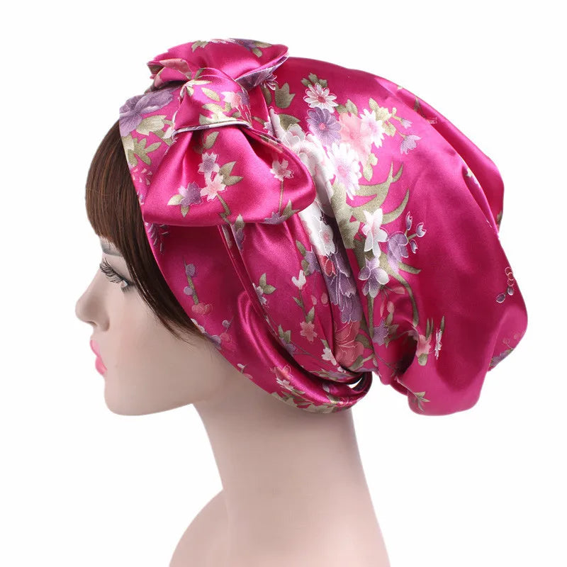 New Women Silk Satin Night Sleeping Cap Head