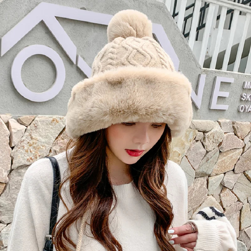 2021 New Pompom Winter Hats For Wome Earmuffs