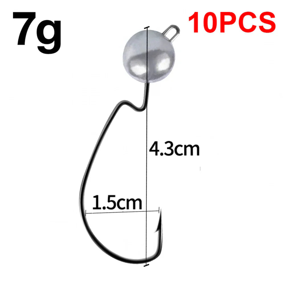 10Pcs Fishing Crank Hook 3.5g 5g 7g 10g