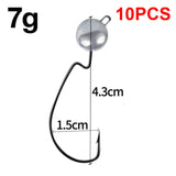 10Pcs Fishing Crank Hook 3.5g 5g 7g 10g