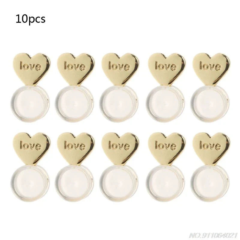 10Pcs Heart Love Magic Earring Lifters Backs Adjustable