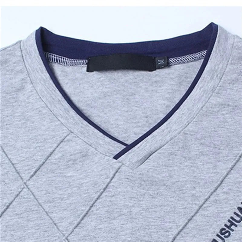 2023 Mens Casual T-shirt Fashion Slim Long Sleeve