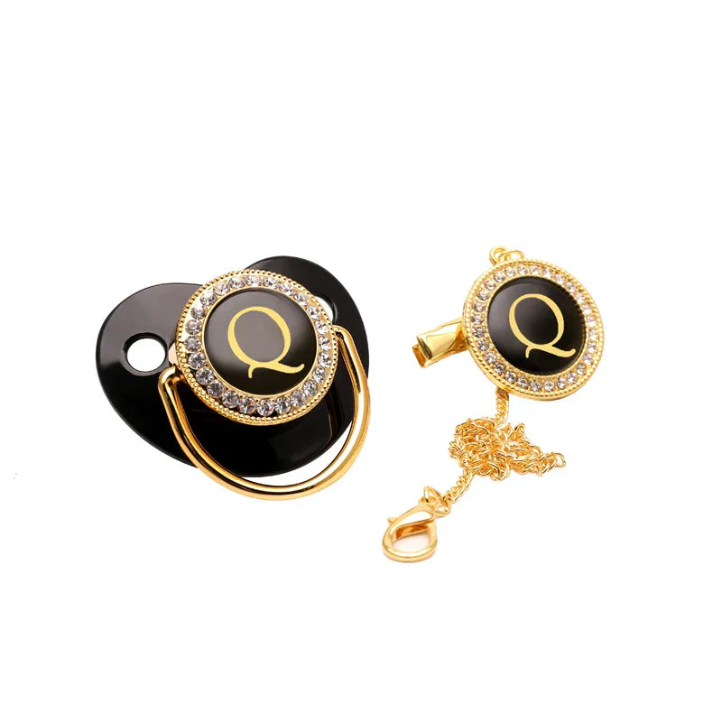 Black Gold Luxury Pacifier for Babies A-Z Name