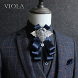 Elegant Gorgeous Diamond Ribbon Bowtie Men Wedding Suit