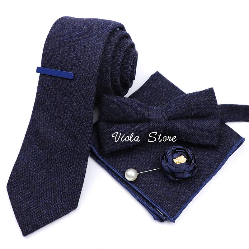 Top 50 Wool Soft 7cm Tie Bowtie Hankie