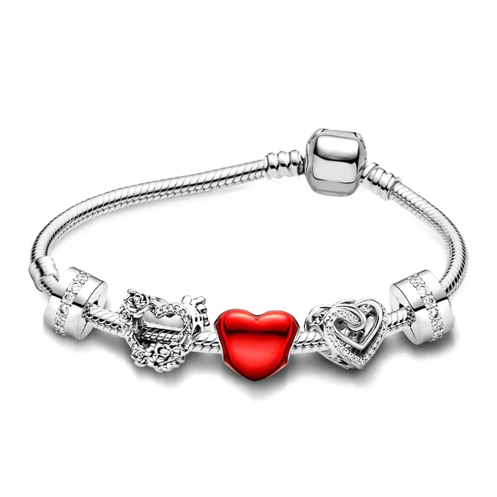 Seialoy Silver Plated Heart Key Pendant Charm Bracelets