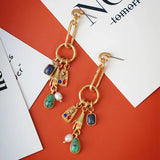 Vintage Leaves Earrings Heavy Metal Gold Studs Tassel