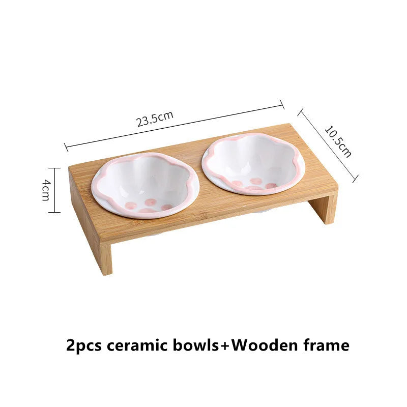 Fashion Cartoon Paw Design Pet Bowls Raised Dog