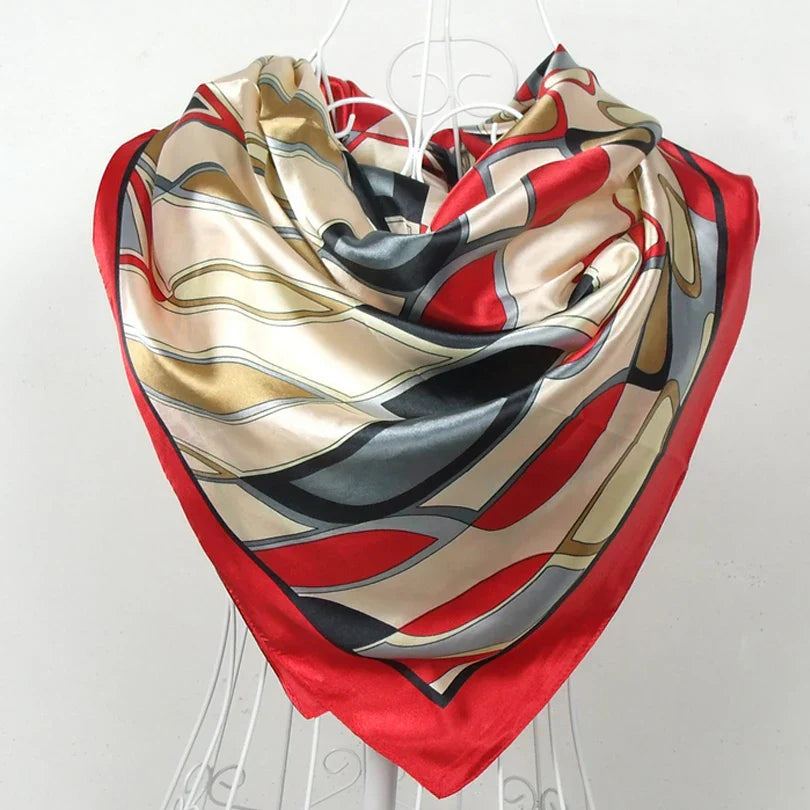 Spring And Autumn Female Satin Scarf,Big Square Scarves