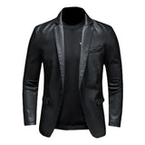 2023 New Suit Oversized Leather Jacket Business Fashion