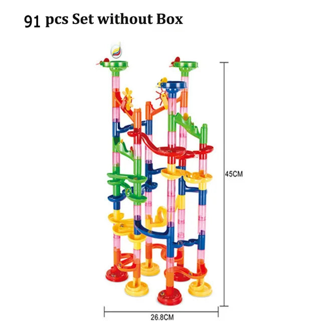DIY Construction Marble Run Race Track Building Blocks