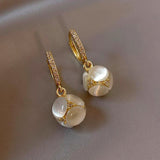 18k Gold jewelry Elegant Opal Stud Earrings For