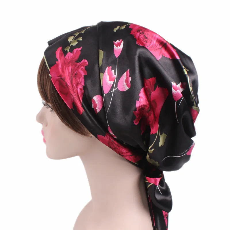 New Women Silk Satin Night Sleeping Cap Head