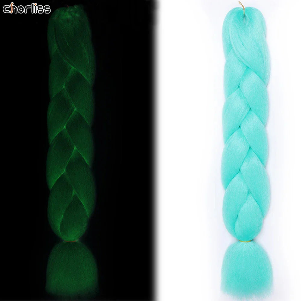 24" 100g Glowing Fluorescent Green Jumbo Braids