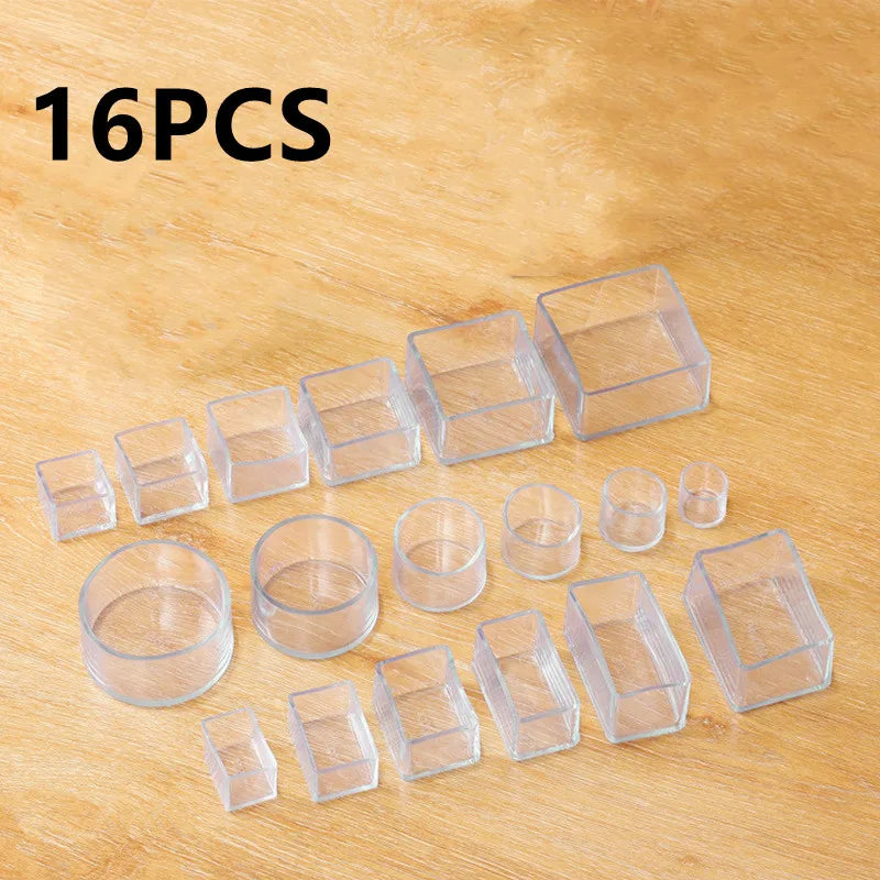 16PCS Rubber Chair Leg Caps Non-slip Silent Square