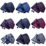 Mens Jacquard Tie Cravat Cufflinks Set Luxury Necktie