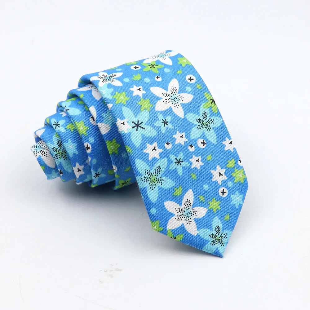 New Floral Tie For Men Skinny Casual Cotton