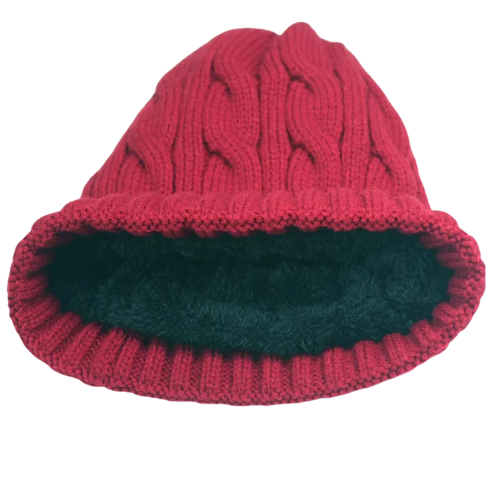 Bright Color Knitted Winter Hats Women Fleece Lined