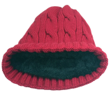 Bright Color Knitted Winter Hats Women Fleece Lined