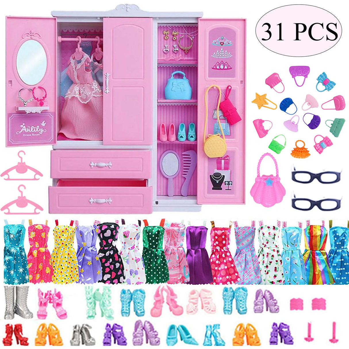 Barbie Dollhouse Set: Wardrobe + 30 Accessories
