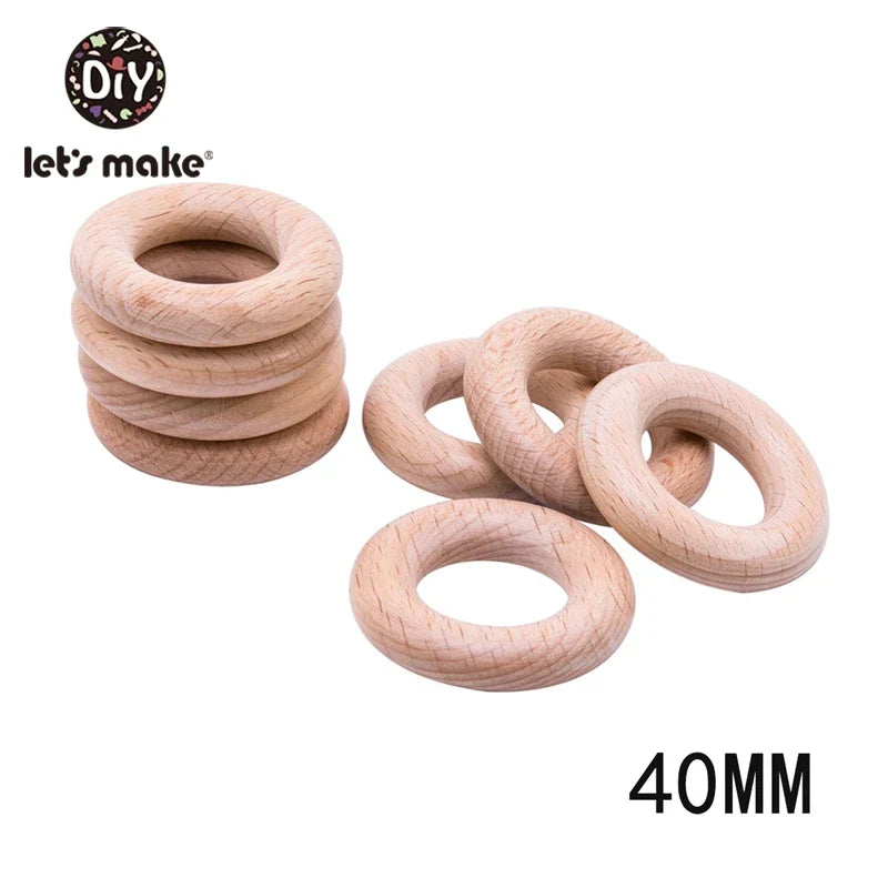 Let's Make Natural Wood Teething Ring All Size