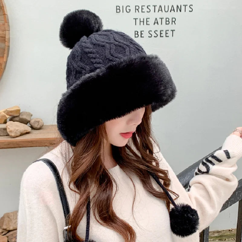 2021 New Pompom Winter Hats For Wome Earmuffs