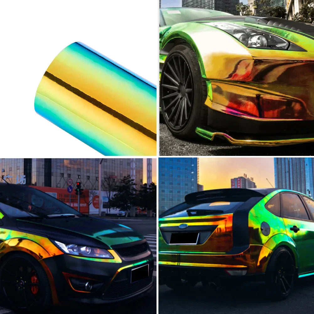 Holographic Rainbow Chrome Car Motorcycle Wrap Film Sticker - 20/30/50CM x 1.35M