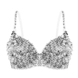 Womens Belly Dancing Bustier Bra Fashion Sparkle Glittering