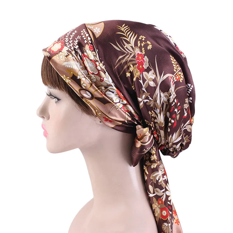 New Women Silk Satin Night Sleeping Cap Head