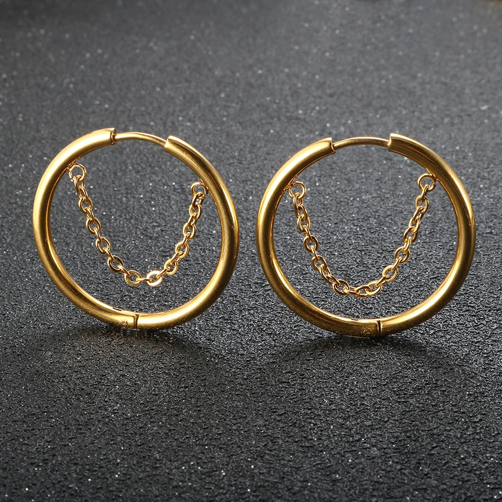 2PC /Set Stainless Steel Small Hoop Earrings for