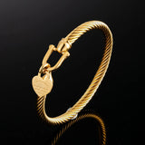 361L Titanium Stainless Steel Bangles Bracelets Charm Gold