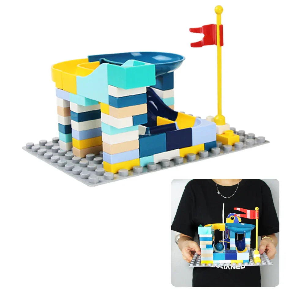 65pcs/set Marble Race Run Block Compatible Duploed Building
