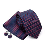 Mens Jacquard Tie Cravat Cufflinks Set Luxury Necktie