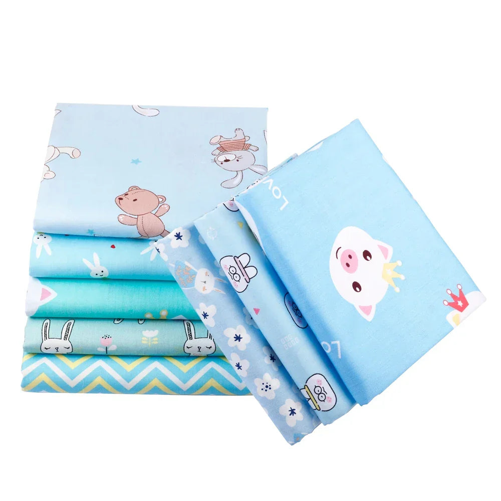 Blue Cartoon Printed Fabric Cotton Twill Cloth for