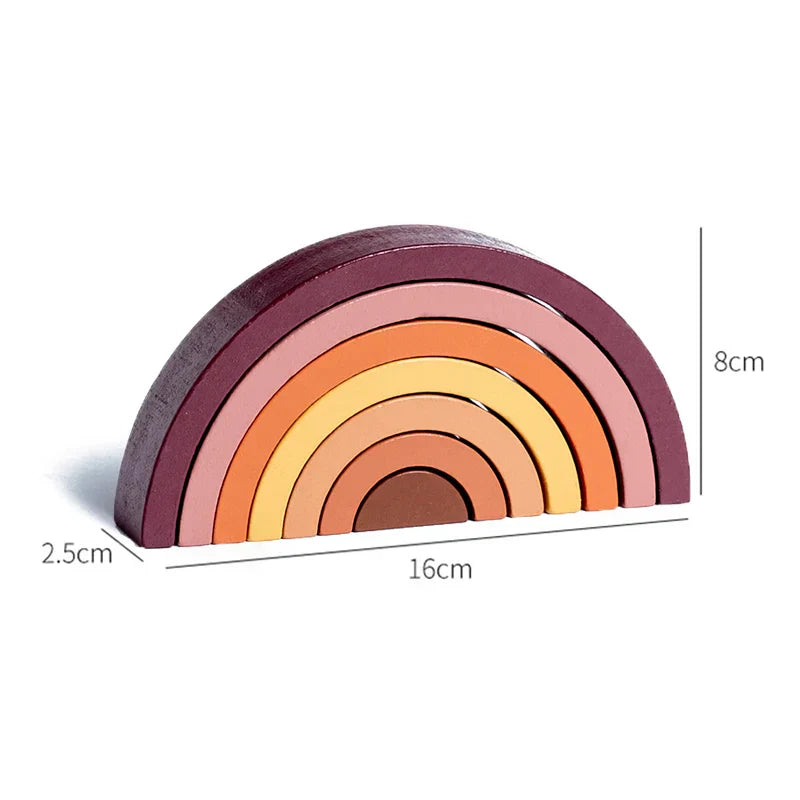 Kids Wooden Toy Montessori Rainbow Building Blocks DIY