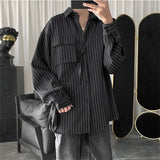 Striped Shirt Jacket Men Women Hong Kong Style