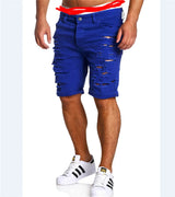 New Mens Denim Chino Fashion Shorts Washed Denim