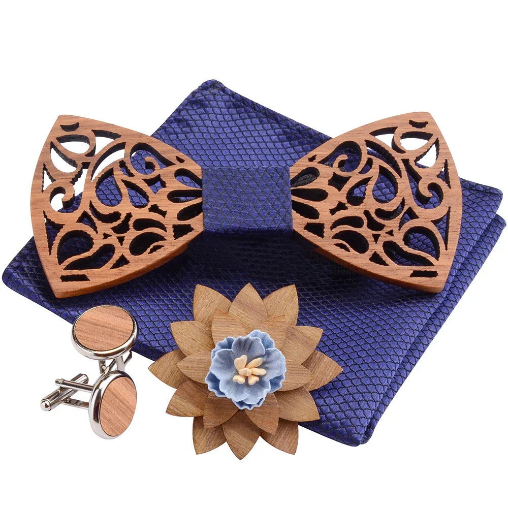 Ricnais New Floral Wooden Bow Ties For Men