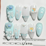 Handmade Custom Made False Nail Art With Pearls