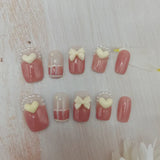 Handmade Custom Made False Nail Art With Pearls