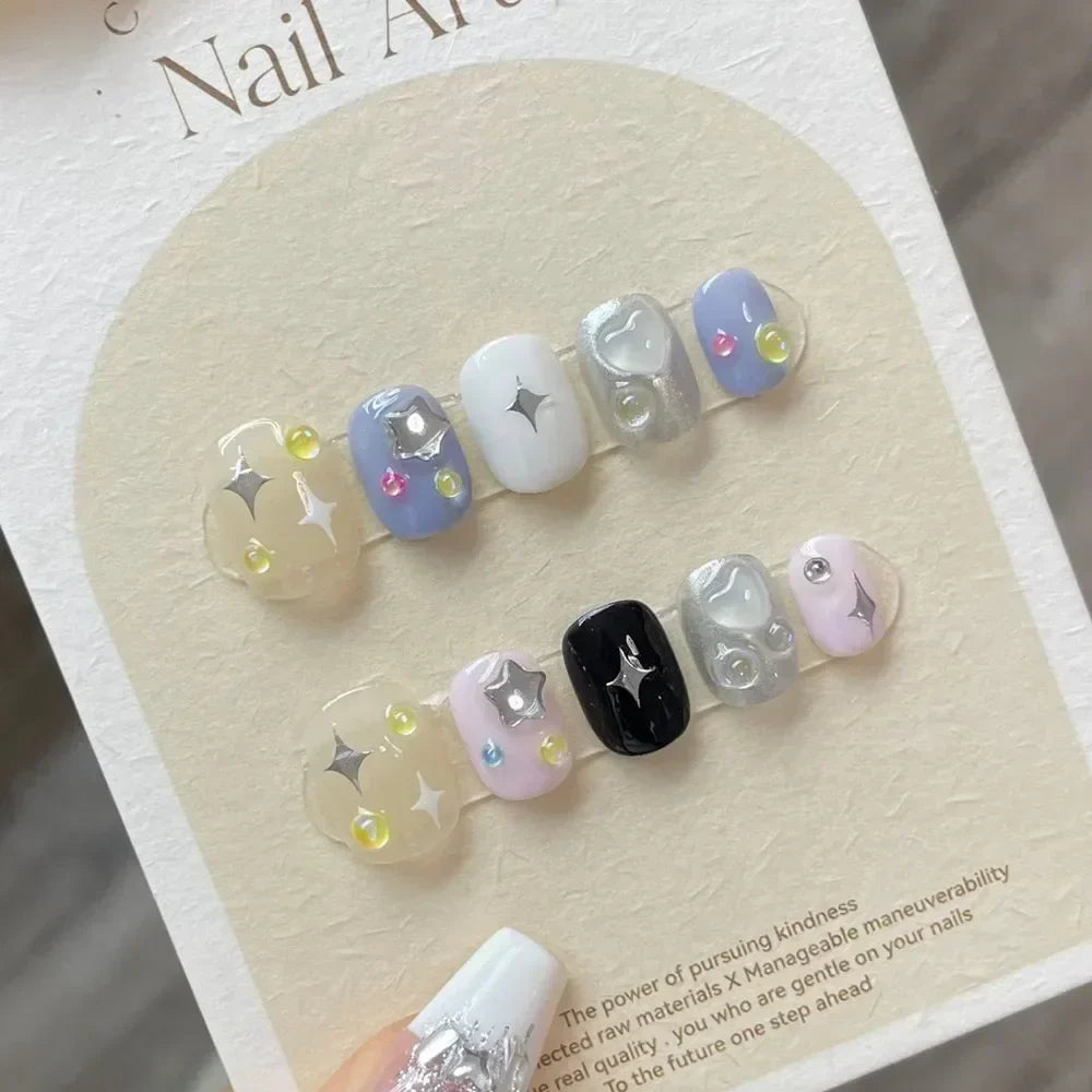 Handmade Kawaii Press on Nails Short Korean Partysu