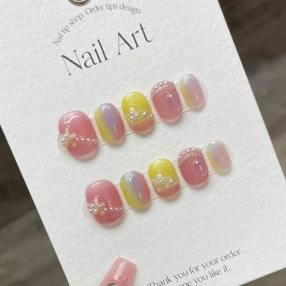 Handmade Kawaii Press on Nails Short Korean Partysu