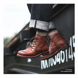 Handmade Leather Men Boots Retro Round Toe Ankle