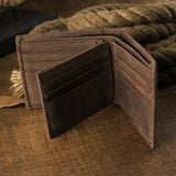 Handmade Vintage Genuine Leather Wallet Men Retro Cowhide Billfold Crazy Horse Leather Customized Card Holder Cowskin Money Clip