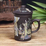 Handmade Yixing Dragon/Beauty Purple Clay Tea Mug with