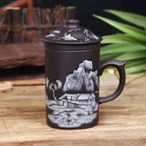 Handmade Yixing Dragon/Beauty Purple Clay Tea Mug with