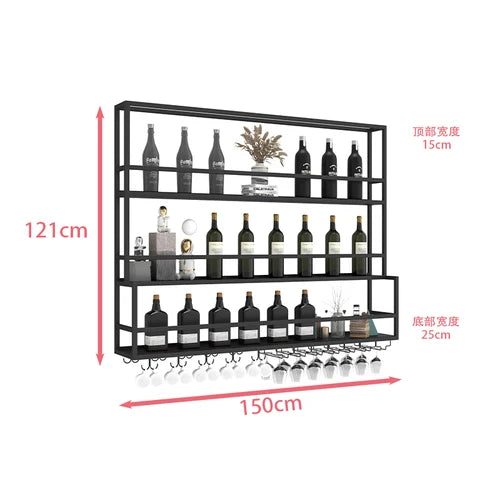 Hanging Wine Rack Wall Mounted Led Lights Black