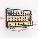 Hanging Wine Rack Wall Mounted Led Lights Black