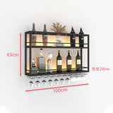 Hanging Wine Rack Wall Mounted Led Lights Black